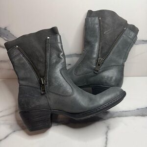 Born Gray Leather Heeled Boots